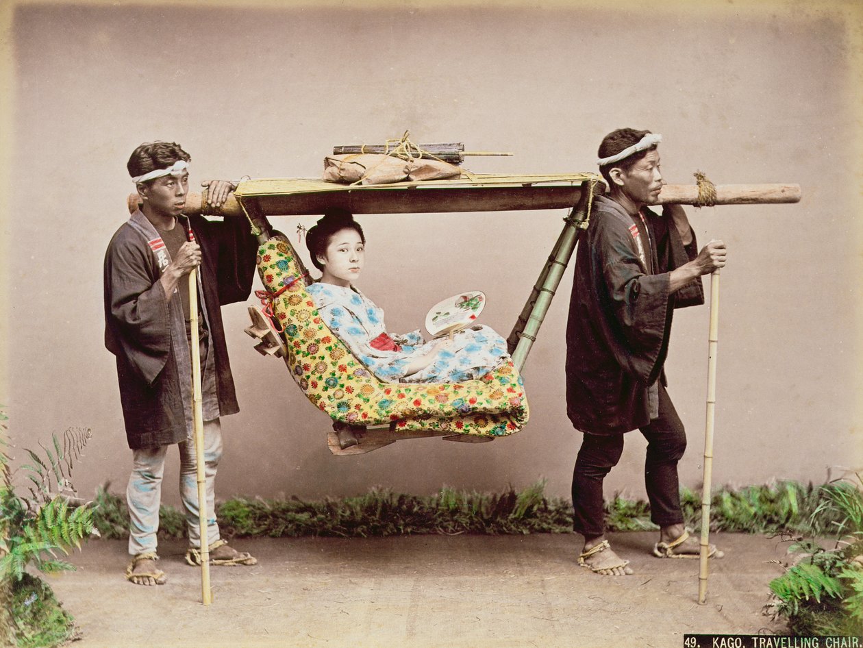 Japanische Geisha in einer Sänfte von Kusakabe Kimbei