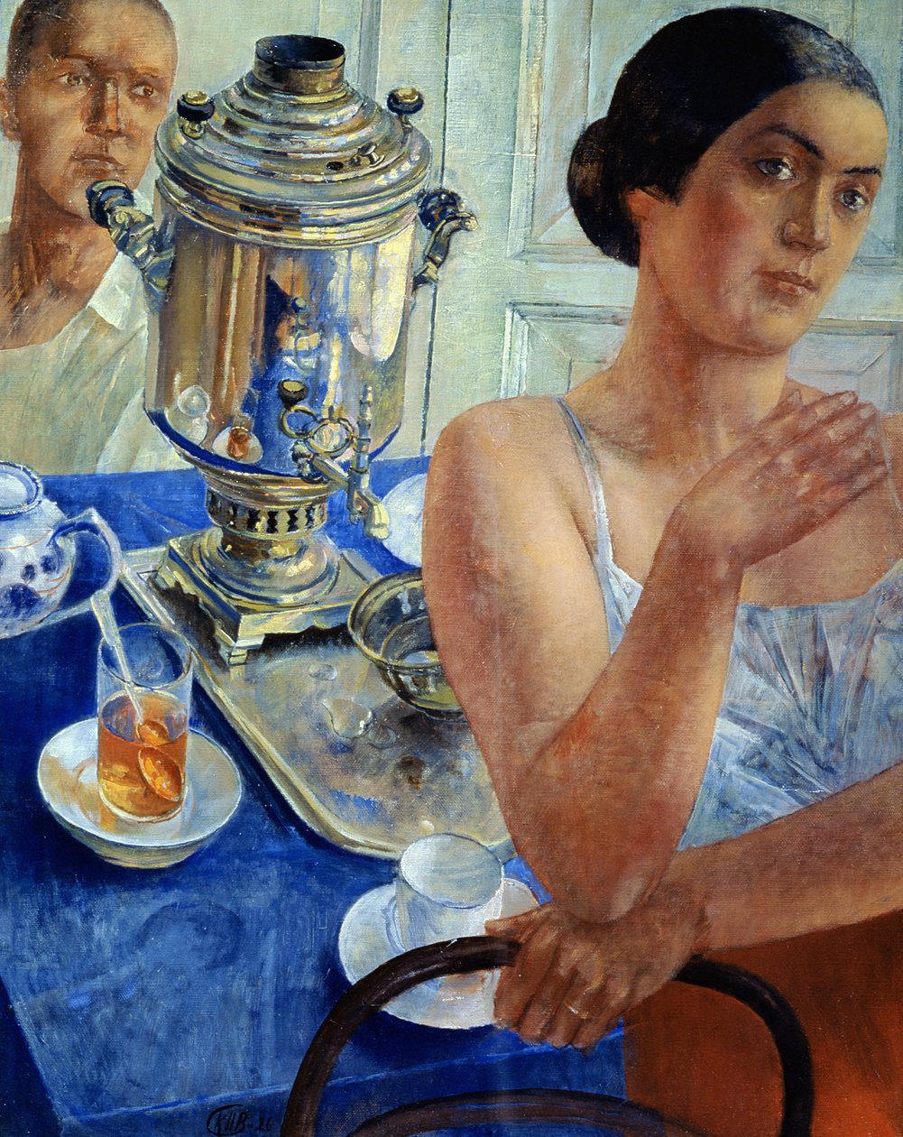 Am Samowar, 1926 von Kuzma Sergeevich Petrov Vodkin