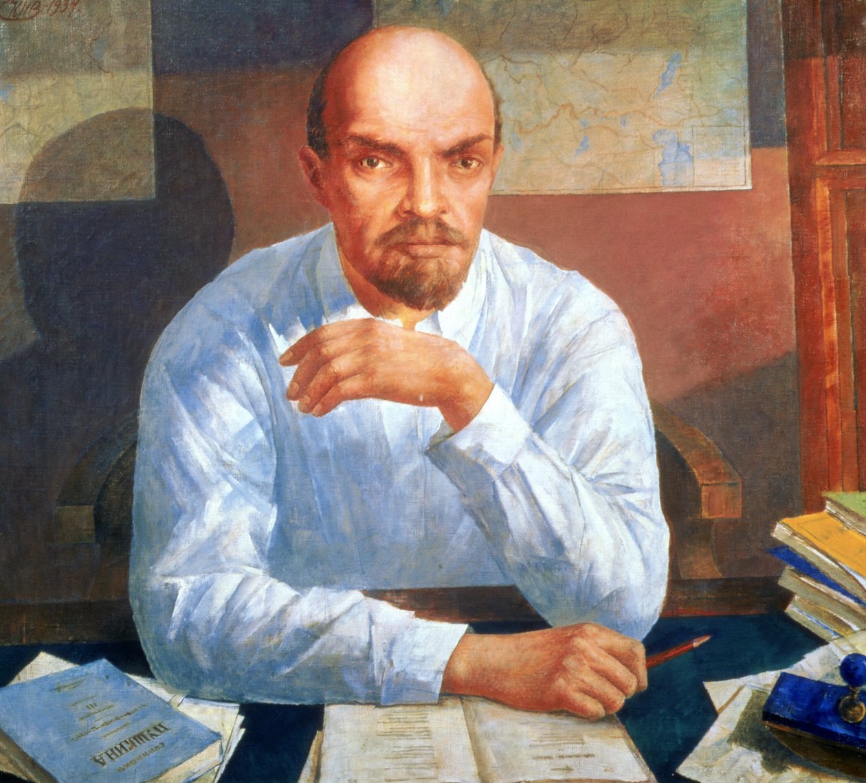 Porträt von Wladimir Iljitsch Lenin (1870-1924), 1934 von Kuzma Sergeevich Petrov Vodkin