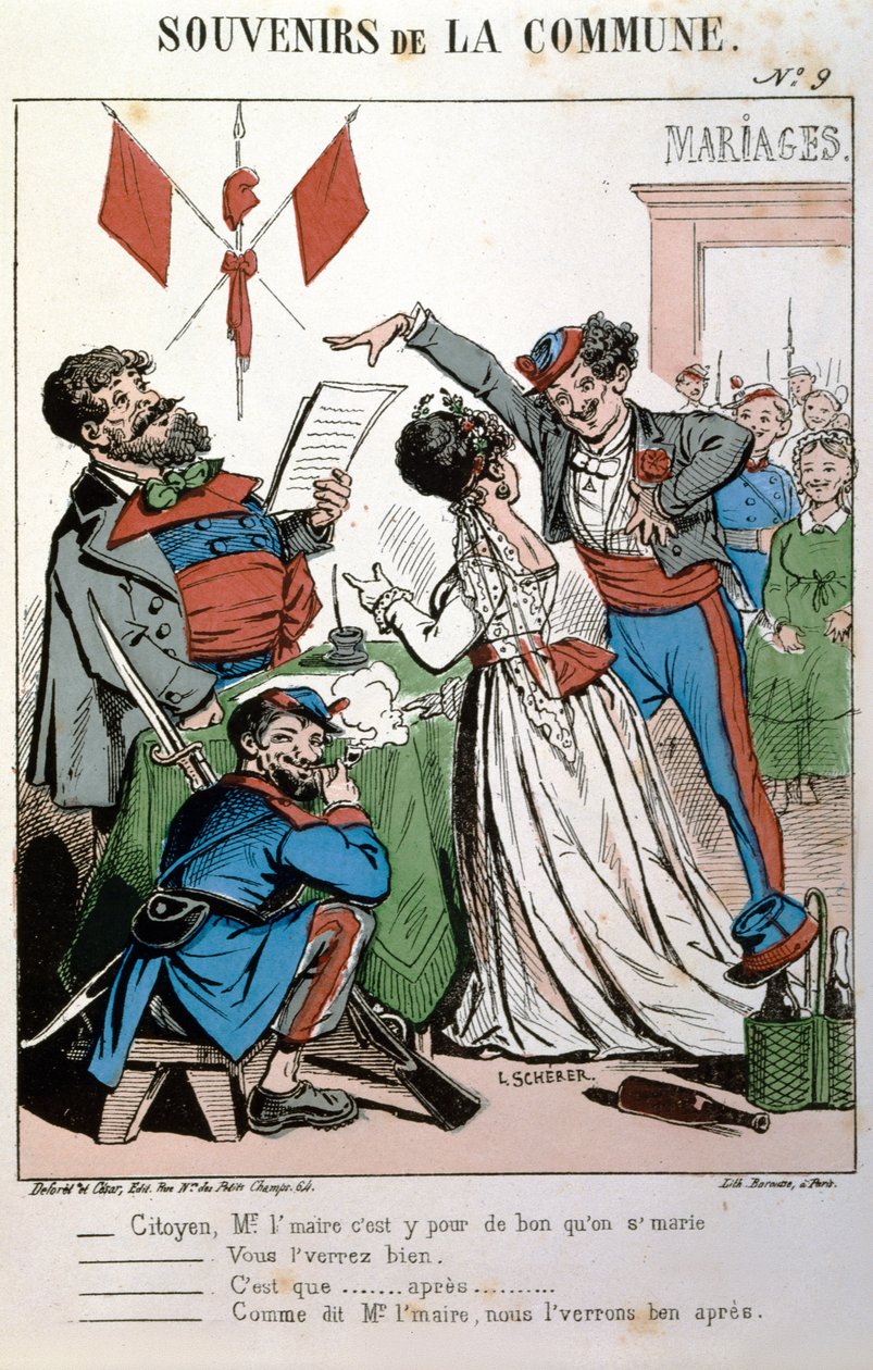 Erinnerungen an die Kommune, eine zivile Hochzeit, 1871 von L. after Scherer