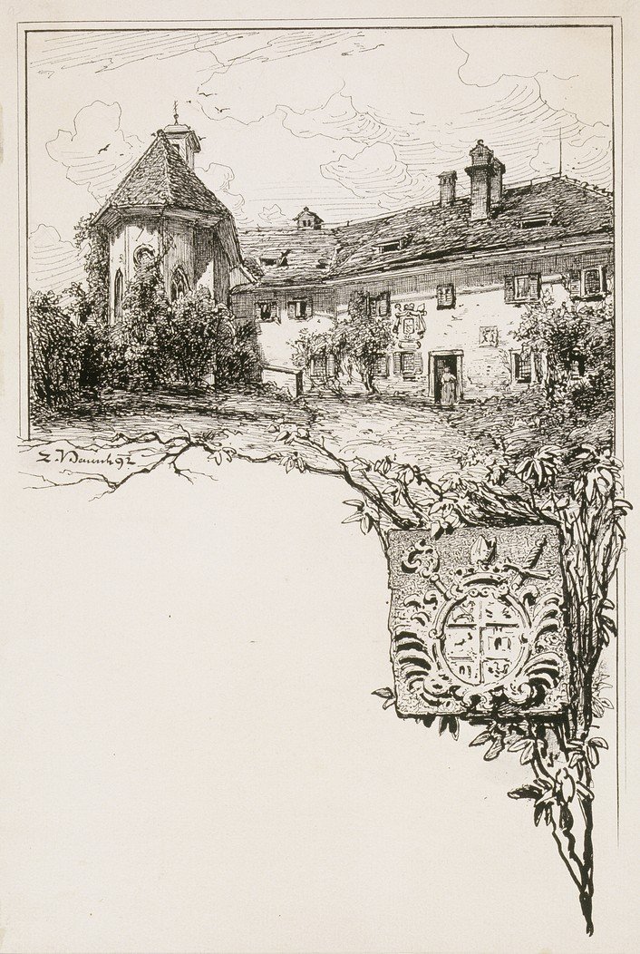 Blejski grad mit bischöflichem Wappen von Ladislav Benesch