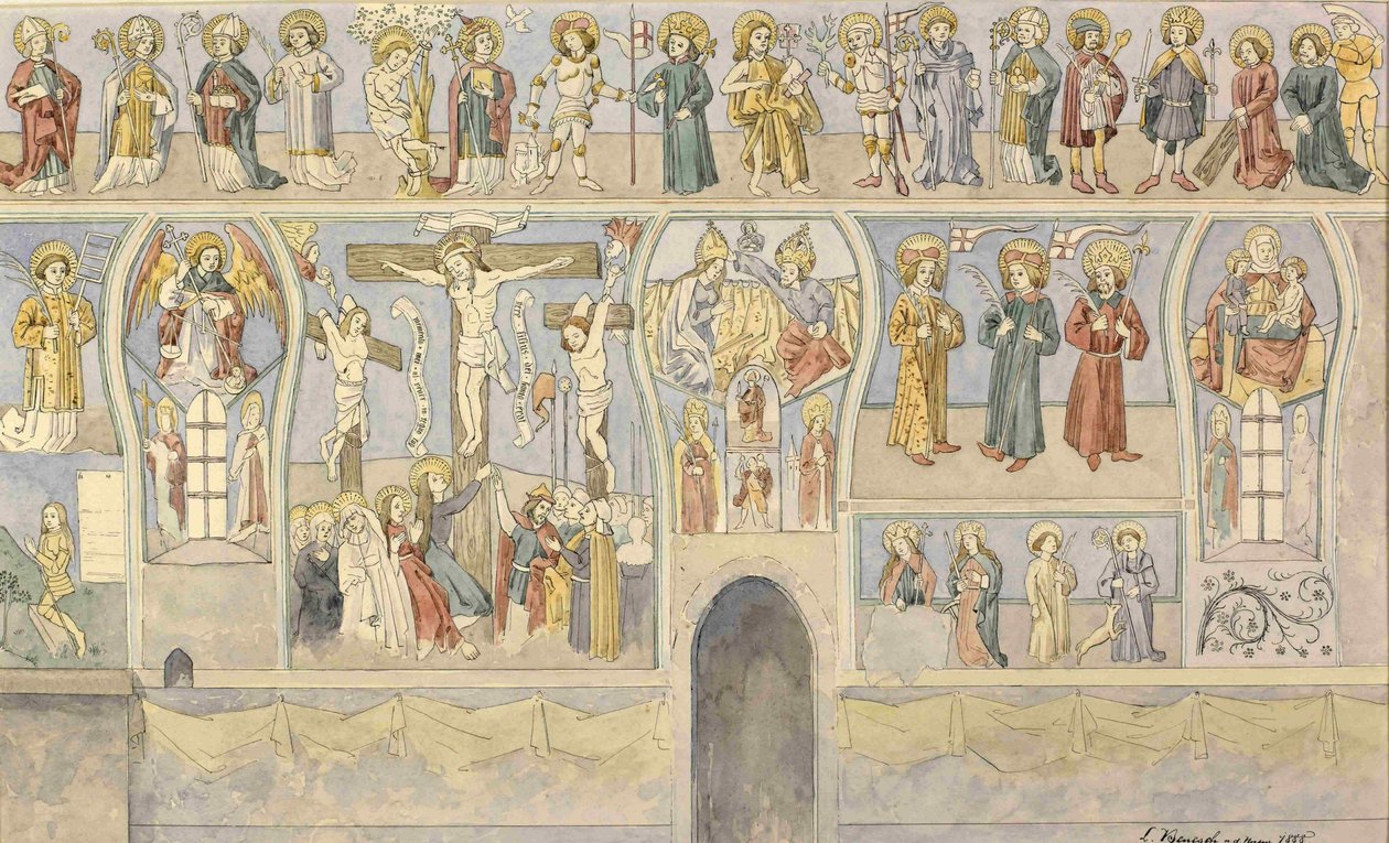 Fresko mit Kreuzigung in der lutherischen Kapelle in Turjak von Ladislav Benesch