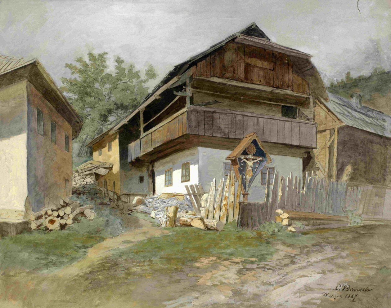 Motiv aus Podkoren - typisches Haus mit Zeichen von Ladislav Benesch
