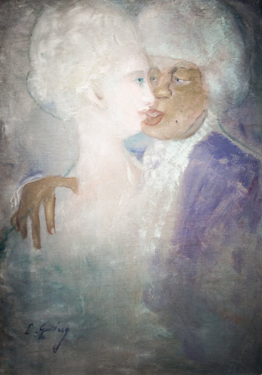 Mulattenmann und Skulptur einer weißen Frau von Lajos Gulácsy