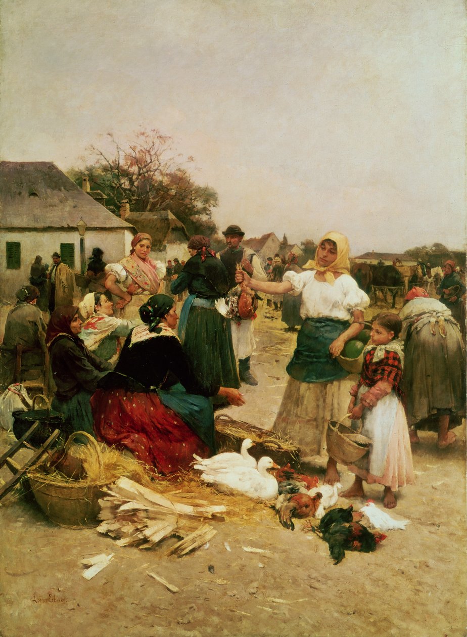 Der Geflügelmarkt, 1885 von Lajos Deak Ebner