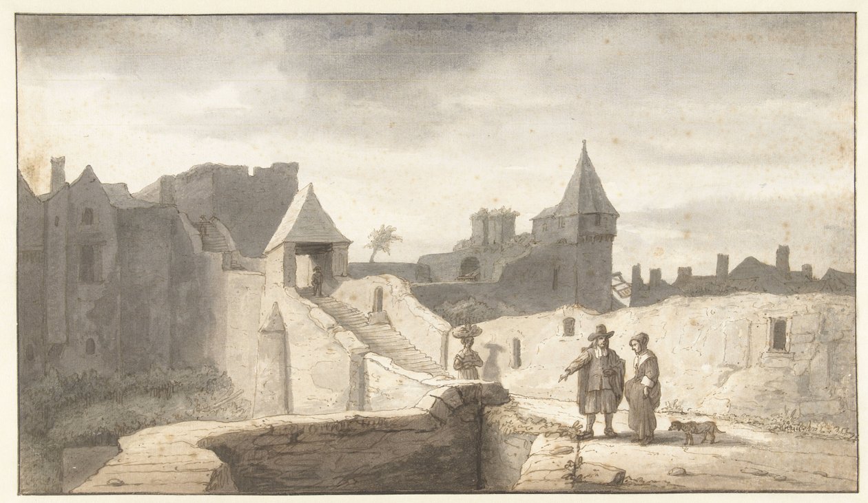 Stadtmauer bei der Erdre in Nantes von Lambert Doomer