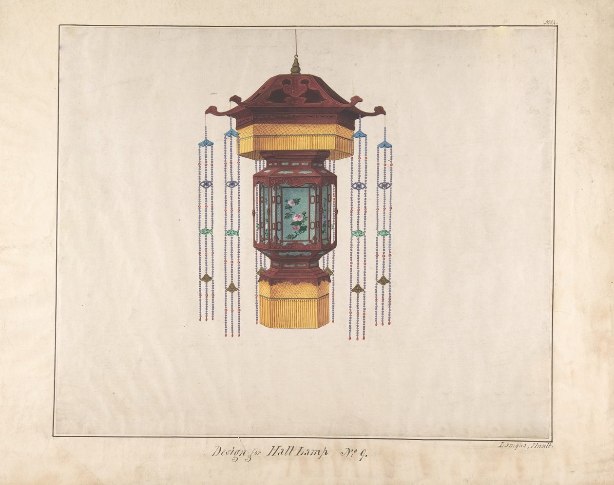 Entwurf für Hallenlampe Nr. 9, ca. 1845 von Lamqua