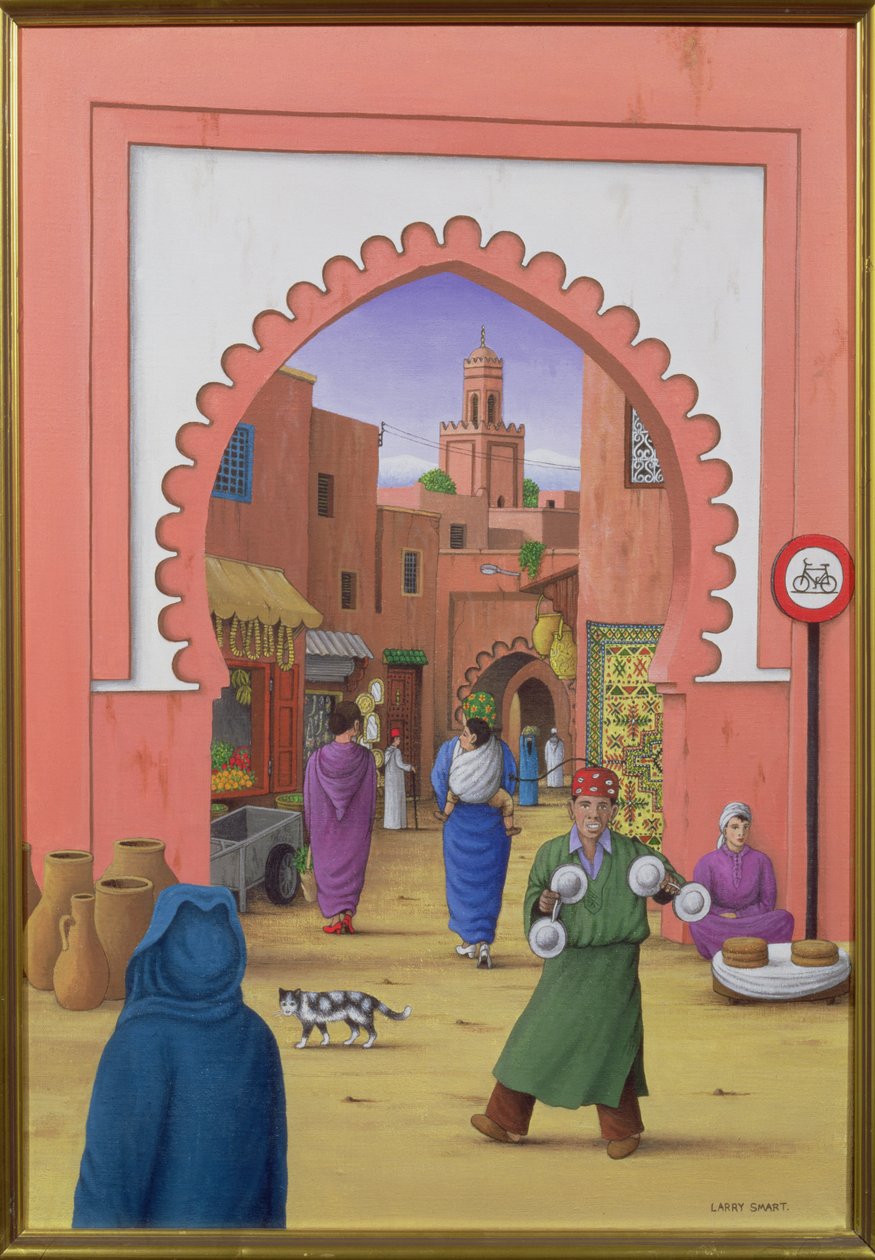 Straßenszene in Marrakesch, 1992 von Larry Smart