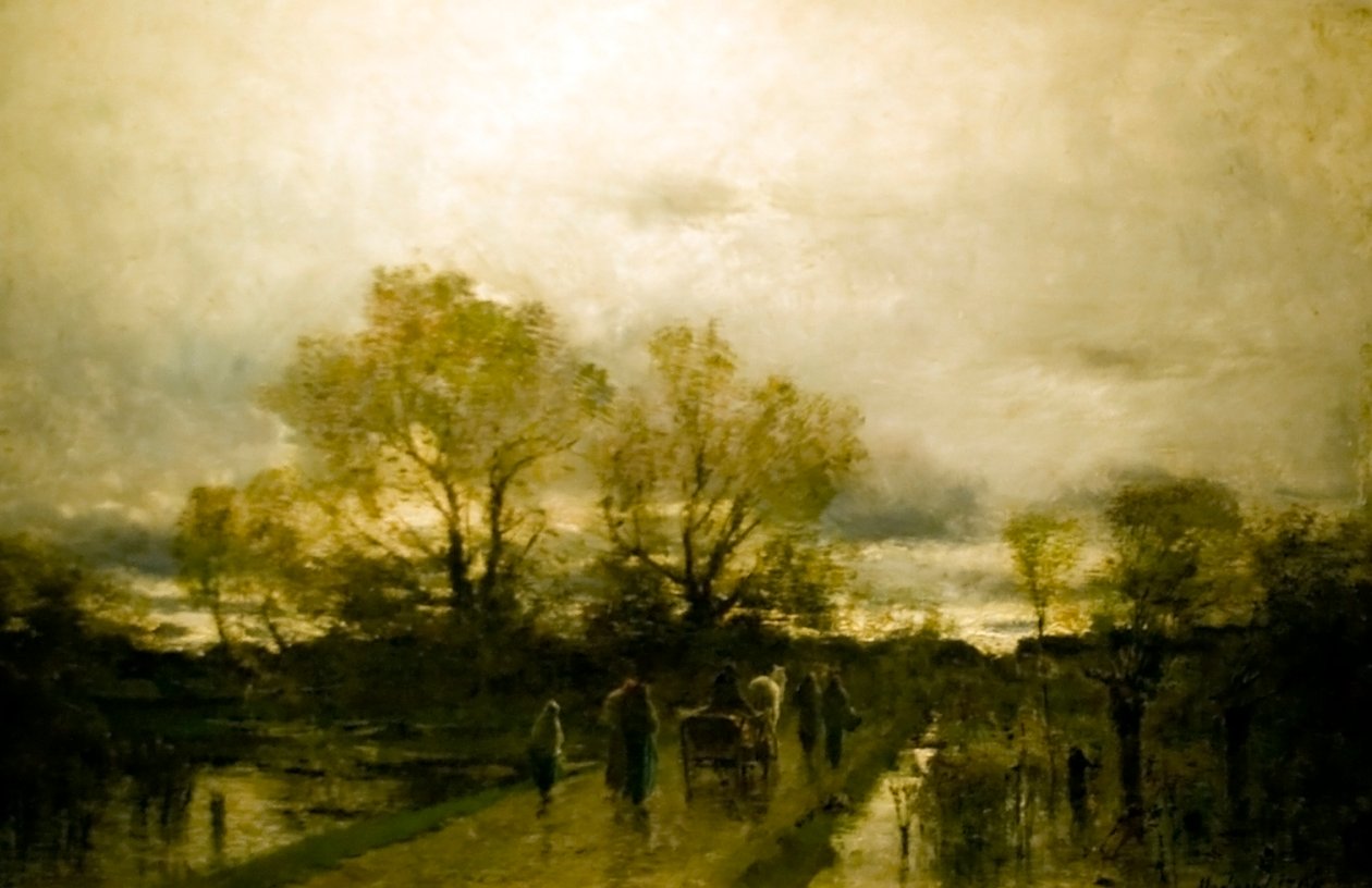 Sumpfige Landschaft, schlammiger Weg von Laszlo Mednyanszky