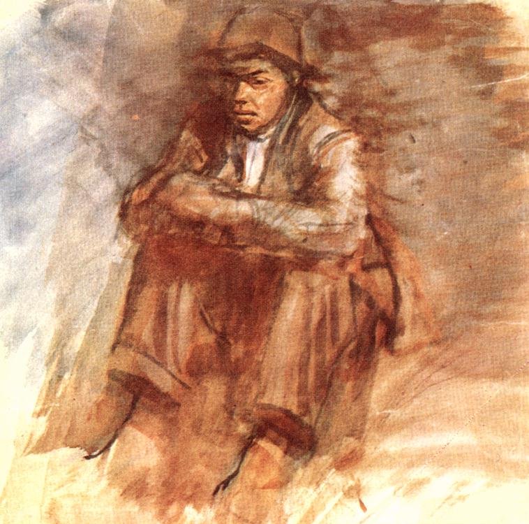 Sitzender Landstreicher von Laszlo Mednyanszky