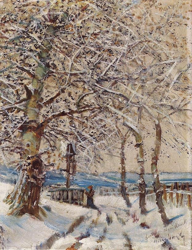 Bäume mit Raureif von Laszlo Mednyanszky