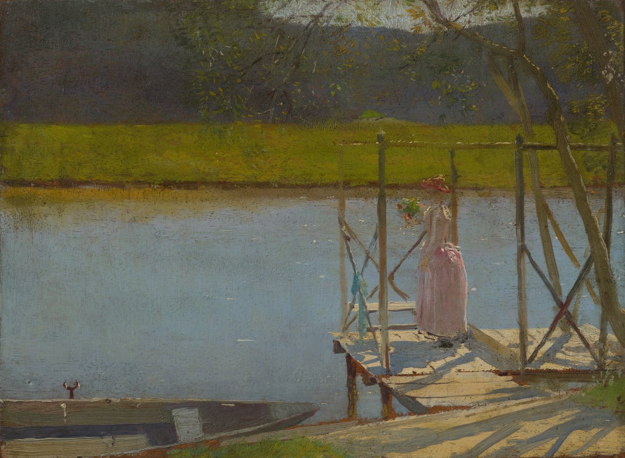 Frau neben einem Boot, ca. 1875-85 von Laszlo Mednyanszky