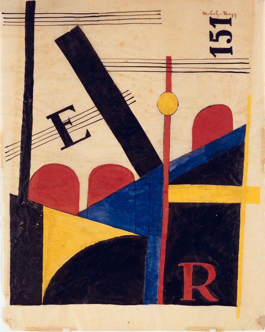 Skizze für das große Eisenbahnbild von Laszlo Moholy Nagy