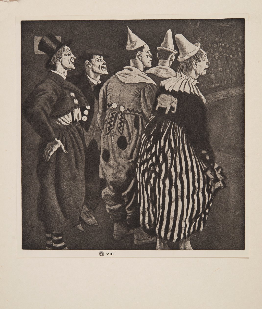 Fünf Clowns, veröffentlicht 1926 von Laura Knight