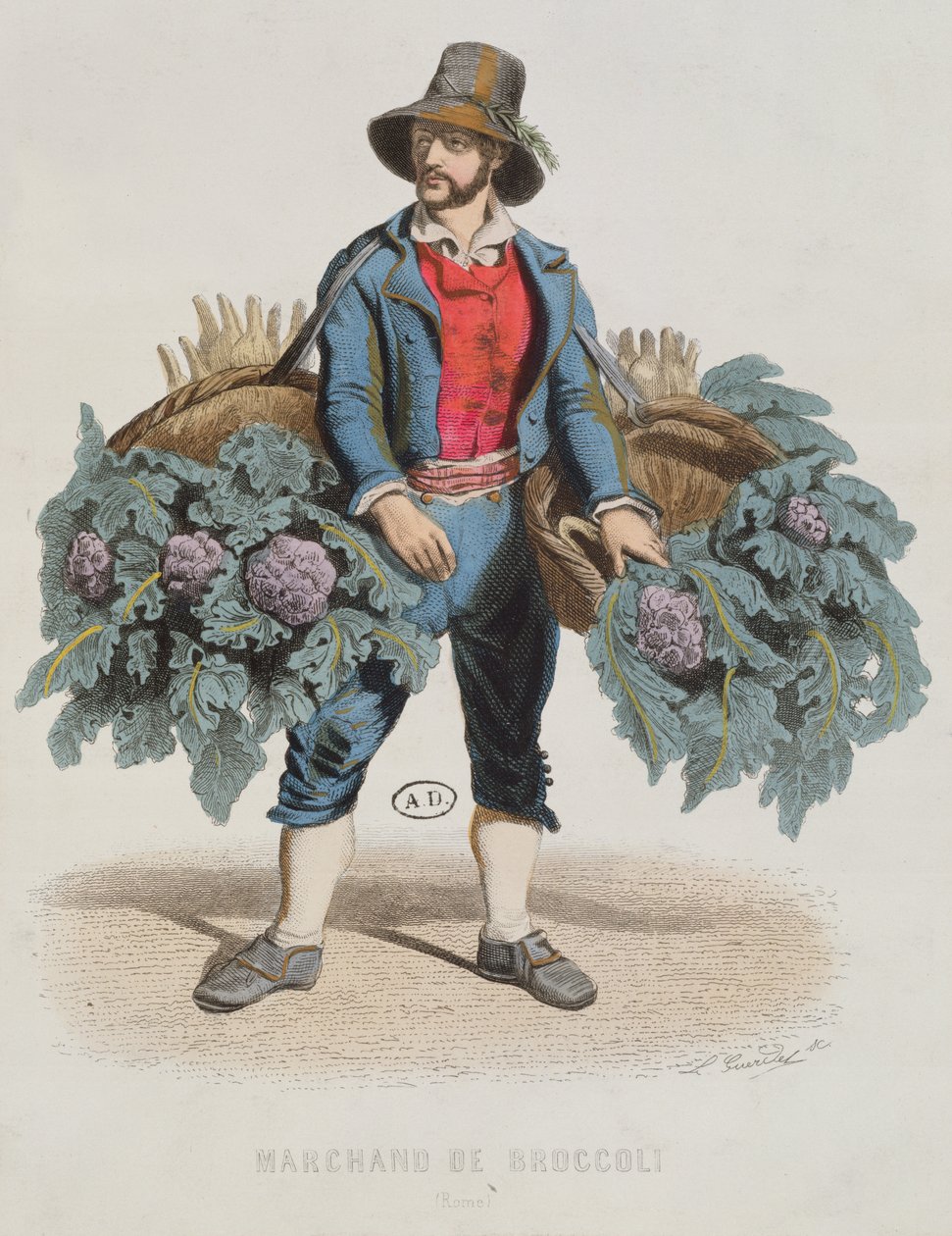 Brokkoliverkäufer in Rom, Mitte des 19. Jahrhunderts von Laurent Francois Guerdet