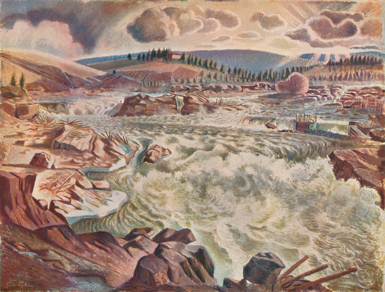 Wasserfall, ca. 1900-1935 von Leander Engstrom