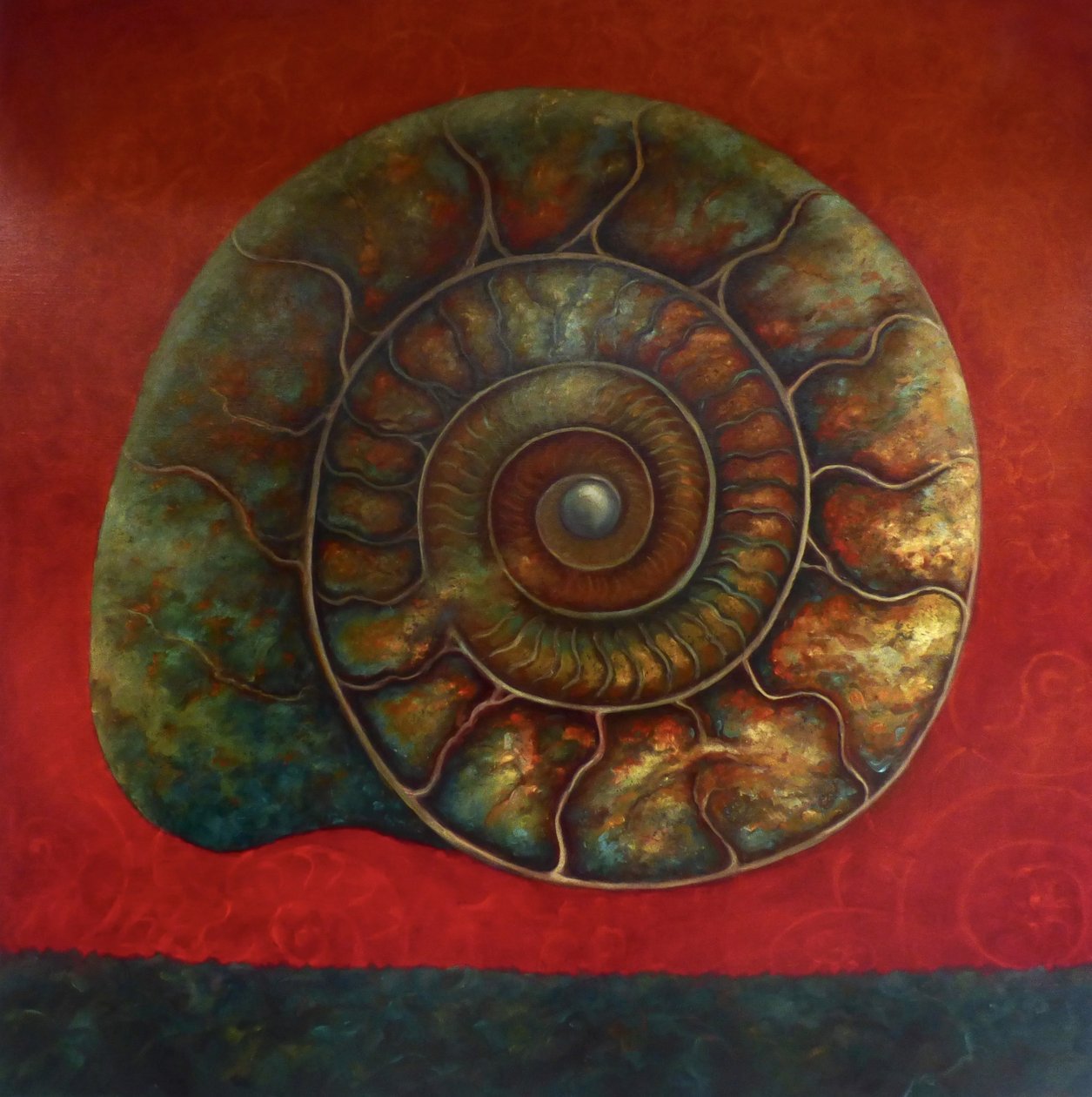 Ammonit Rot und Grün, 2020 von Lee Campbell