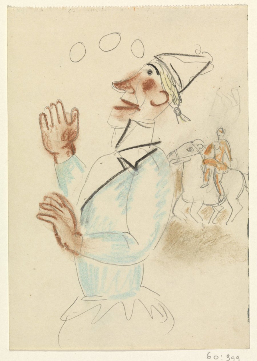 Clown und Reiter zu Pferd von Leo Gestel
