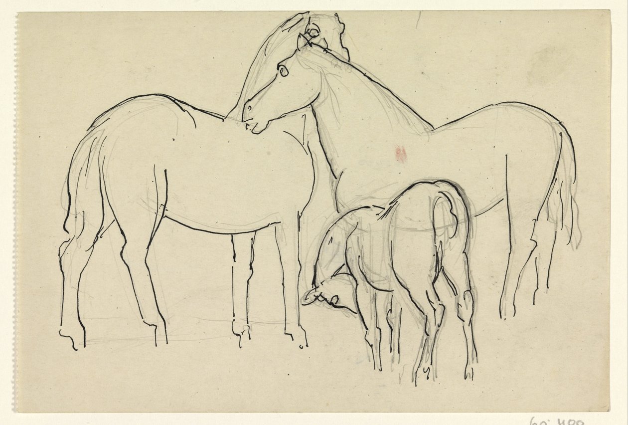 Zwei Pferde und ein Fohlen von Leo Gestel