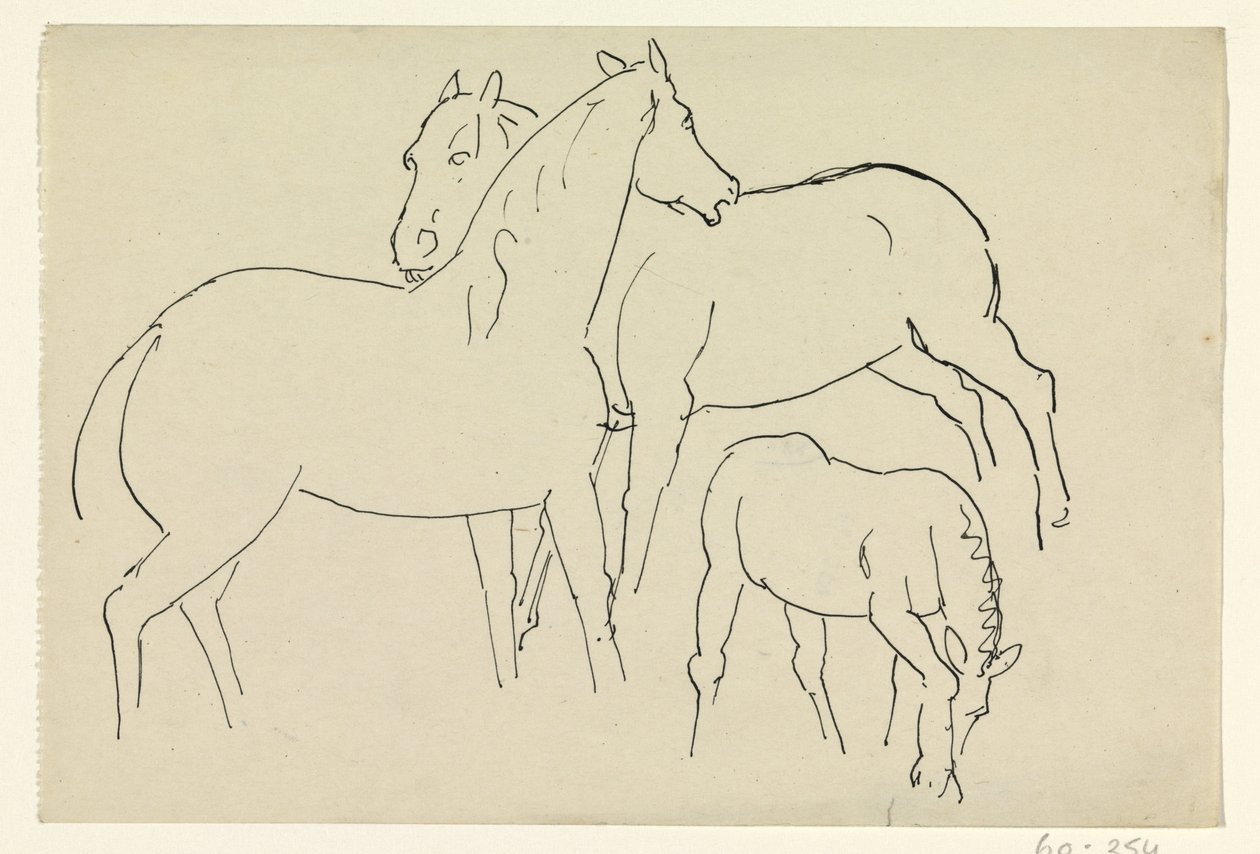 Zwei Pferde und ein Fohlen von Leo Gestel