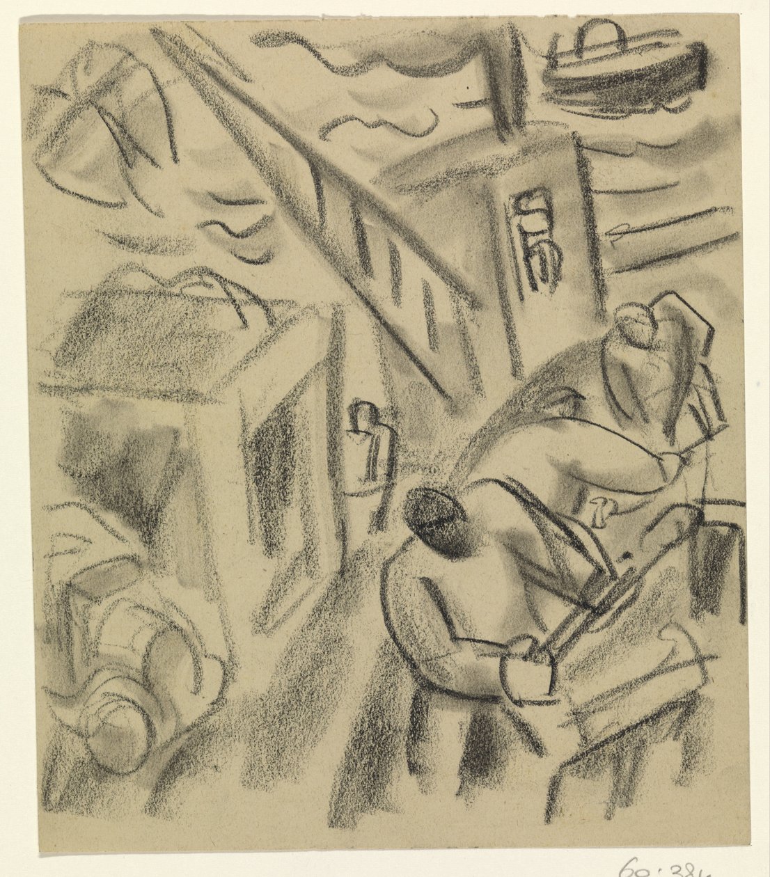 Fischer auf einem Fischerboot von Leo Gestel
