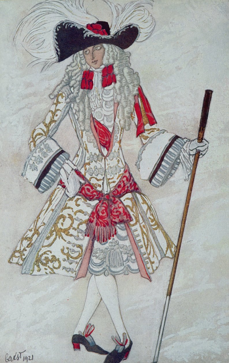 Kostümentwurf für Prinz Charming am Hof, aus Dornröschen, 1921 von Leon Bakst