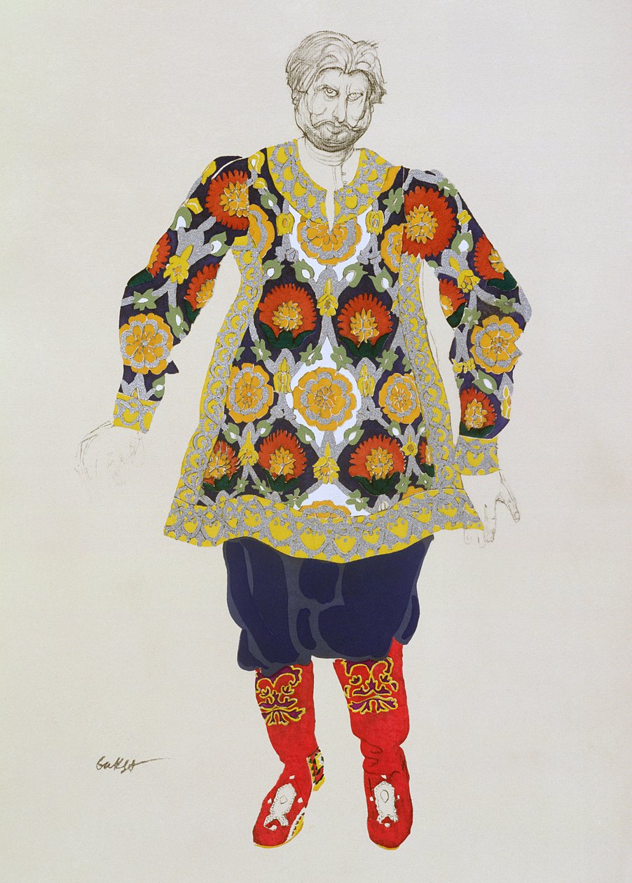 Kostümentwurf für einen Mann, aus Sadko, 1917 von Leon Bakst