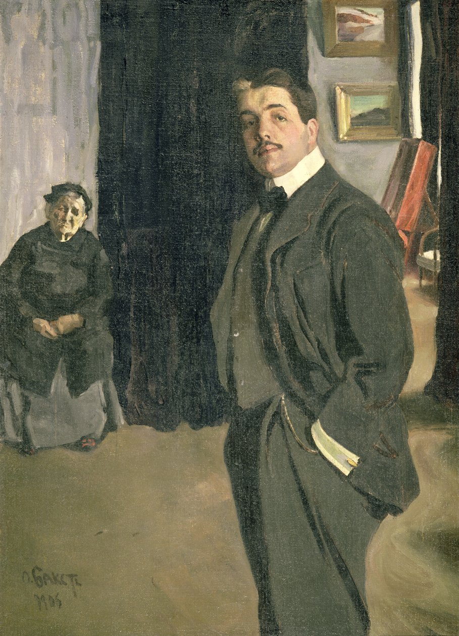 Porträt von Sergei Pavlovich Diaghilev (1872-1929) mit seiner Krankenschwester, 1906 von Leon Bakst