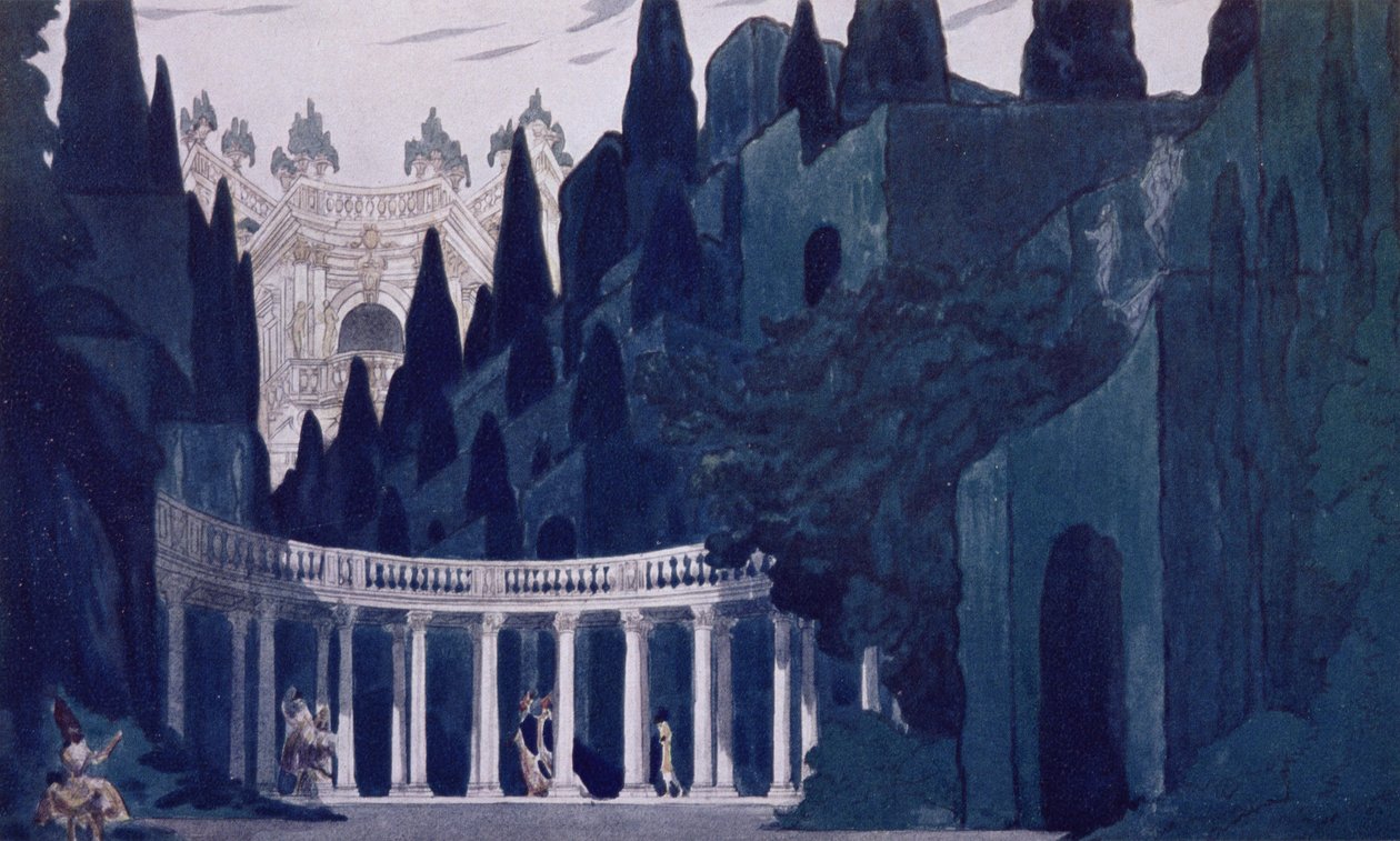 Bühnenbildentwurf für den Königlichen Garten, aus Dornröschen, 1921 von Leon Bakst