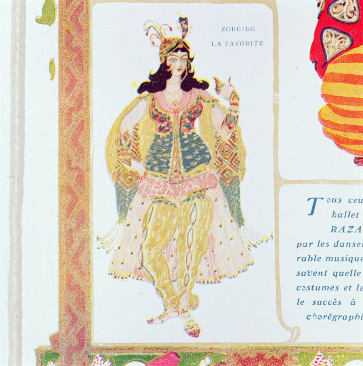 Zobeide, die Lieblingskonkubine und Anführerin des Harems von Shariar, Kostümentwurf für Diaghilevs Produktion des Balletts 