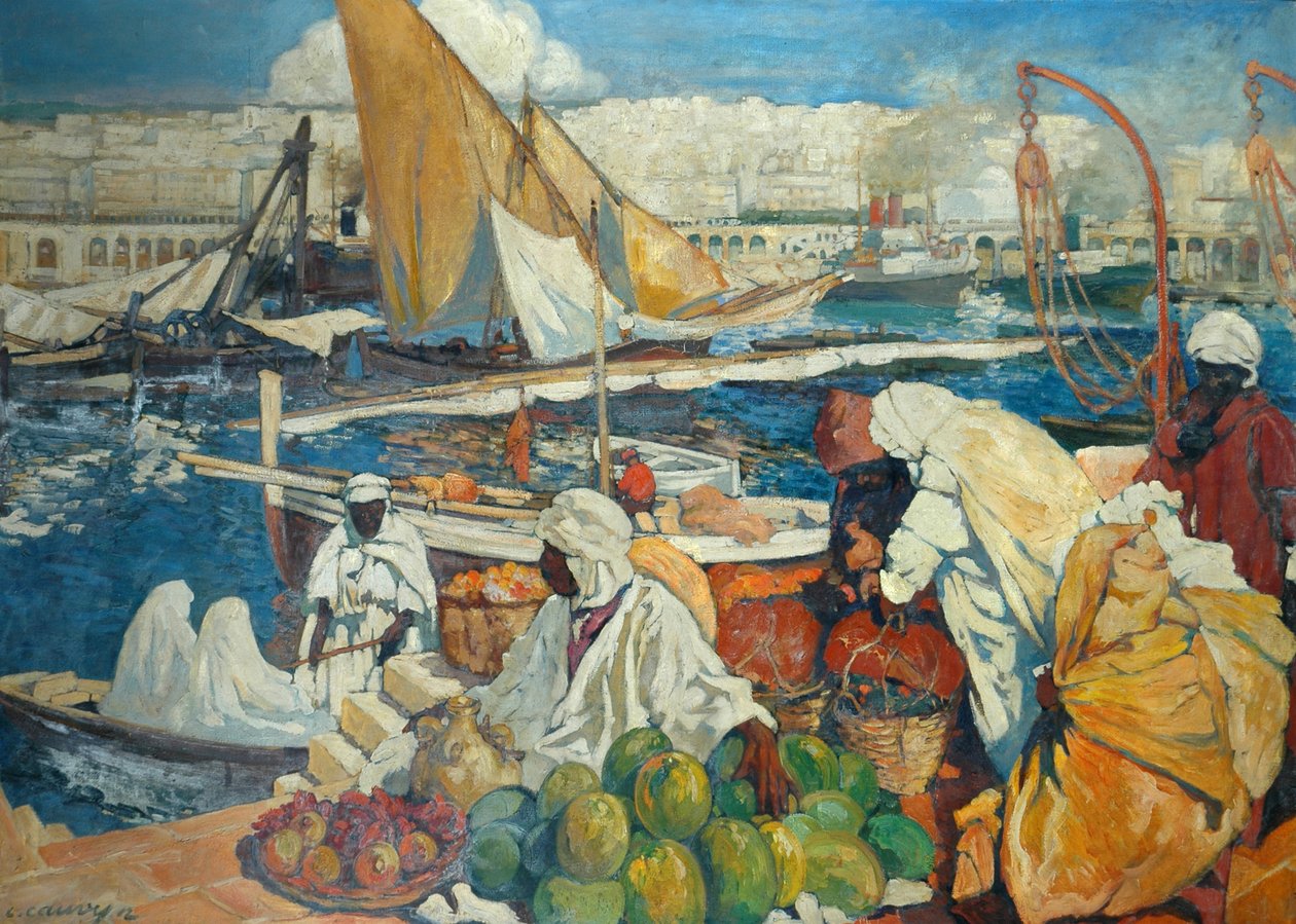 Alger La Blanche - Hafenszene, Algier, 1912 von Leon Cauvy