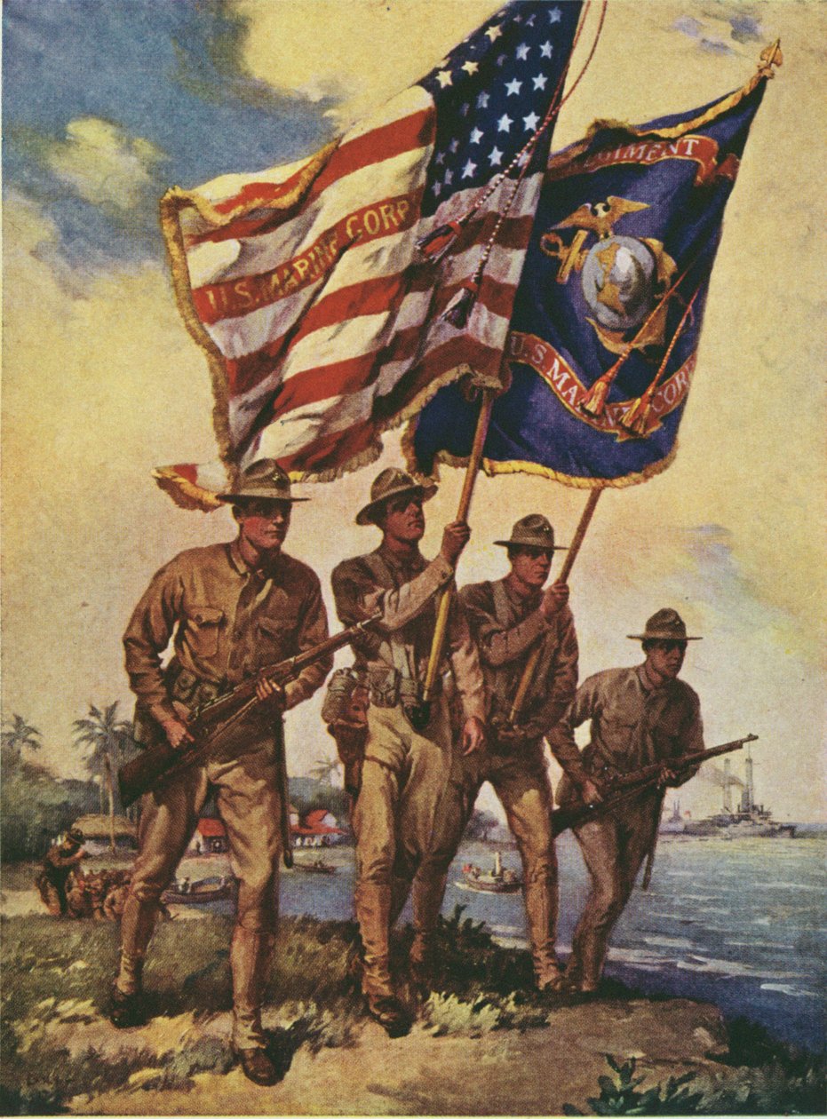 US-Marines mit Flaggen von Leon Alaric Shafer