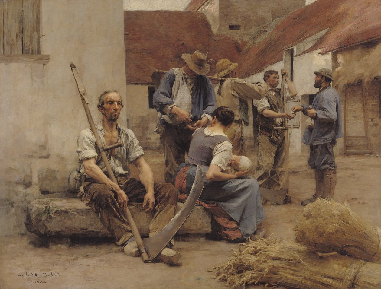 Die Erntehelfer bezahlen, 1882 von Leon Augustin Lhermitte