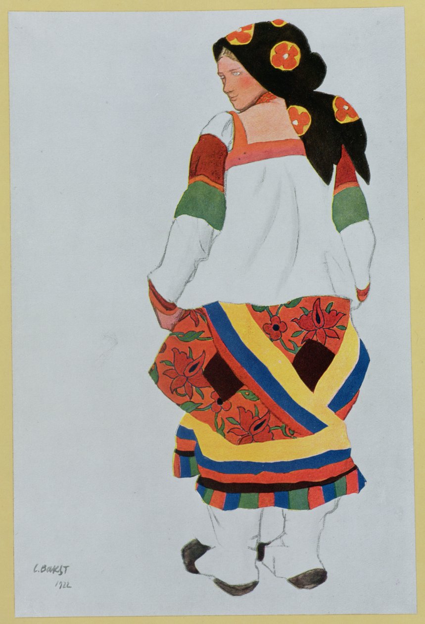 Kostümentwurf für ein Bauernmädchen von Leon Bakst