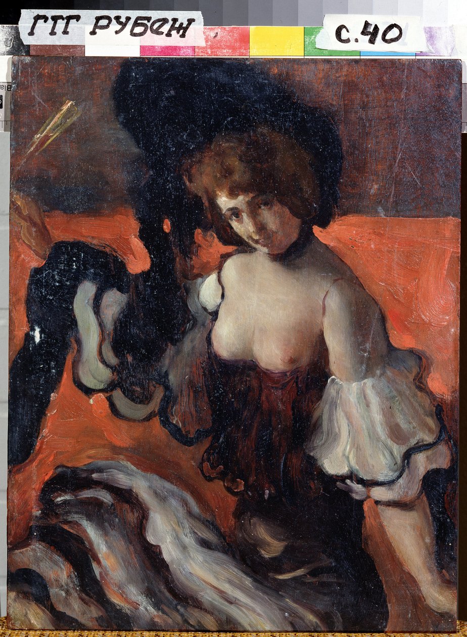 In einem Restaurant, Dame in Schwarz von Leon Bakst