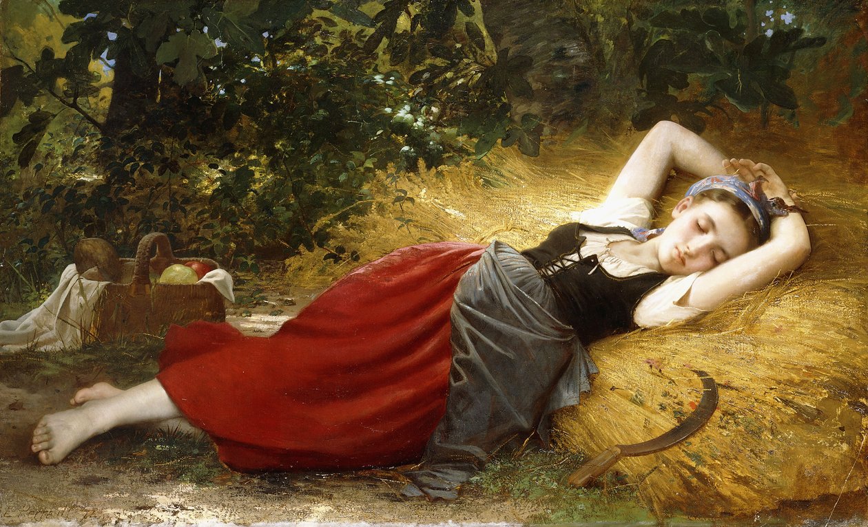 Ein schlafendes Bauernmädchen von Leon Bazile Perrault