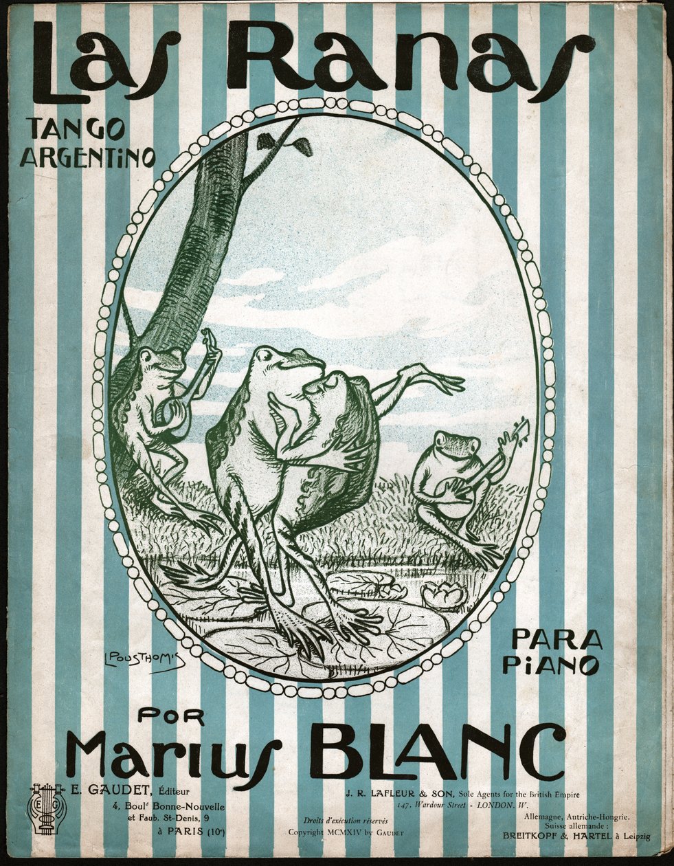 Frösche tanzen Tango, 1914 (Illustration) von Leon Pousthomis