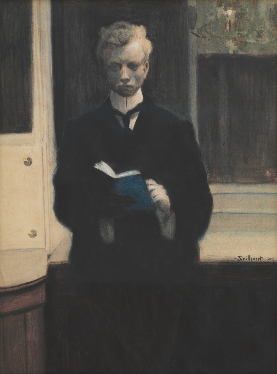 Selbstporträt mit blauem Skizzenbuch von Leon Spilliaert