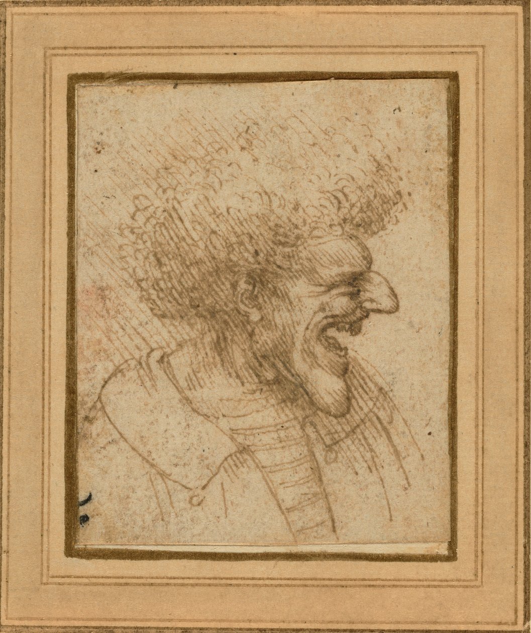 Karikatur eines Mannes mit buschigem Haar, ca. 1495 von Leonardo da Vinci