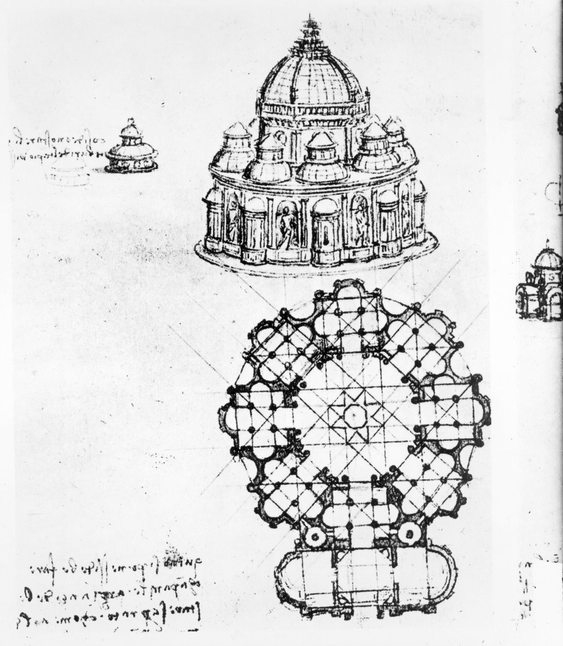 Detail einer zentralisierten Kirche von Leonardo da Vinci