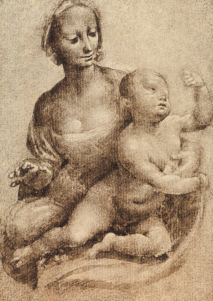 Madonna und Kind, Zeichnung von Leonardo da Vinci. Gabinetto dei Disegni e delle Stampe, Uffizien-Galerie, Florenz von Leonardo da Vinci