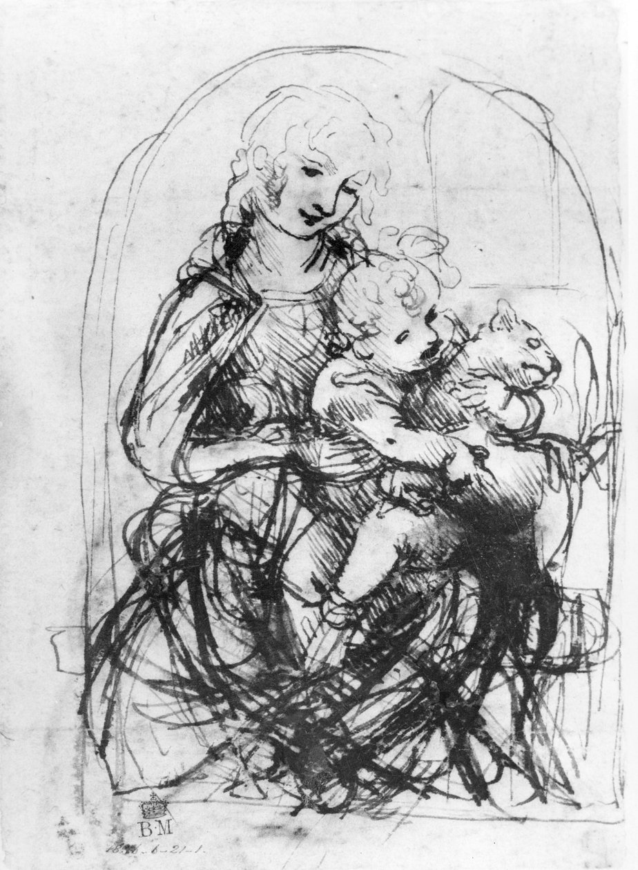 Studie für eine Madonna mit einer Katze von Leonardo da Vinci