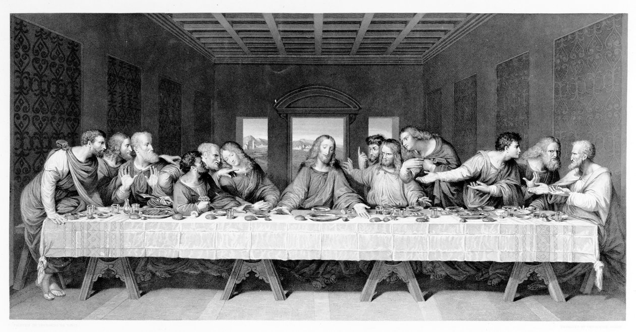 Das letzte Abendmahl, graviert von Frederick Bacon, 1863 von Leonardo da Vinci
