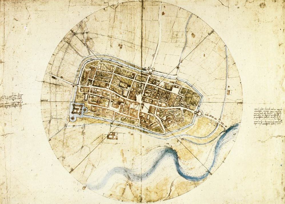 Stadtplan von Imola von Leonardo da Vinci