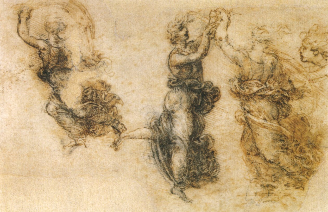 Studie von drei tanzenden Figuren von Leonardo da Vinci