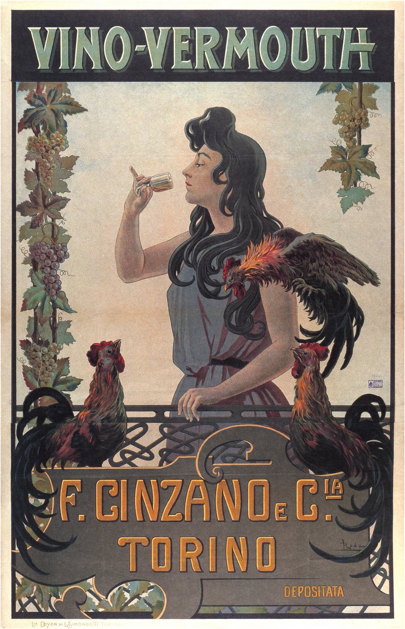 Vino-Vermouth Werbung, ca. 1900 von Leonardo Roda