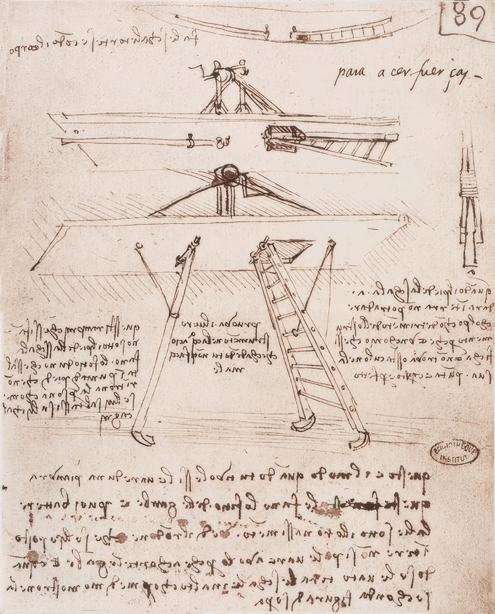 Abflug- und Landevorrichtung einer Flugmaschine von Leonardo da Vinci