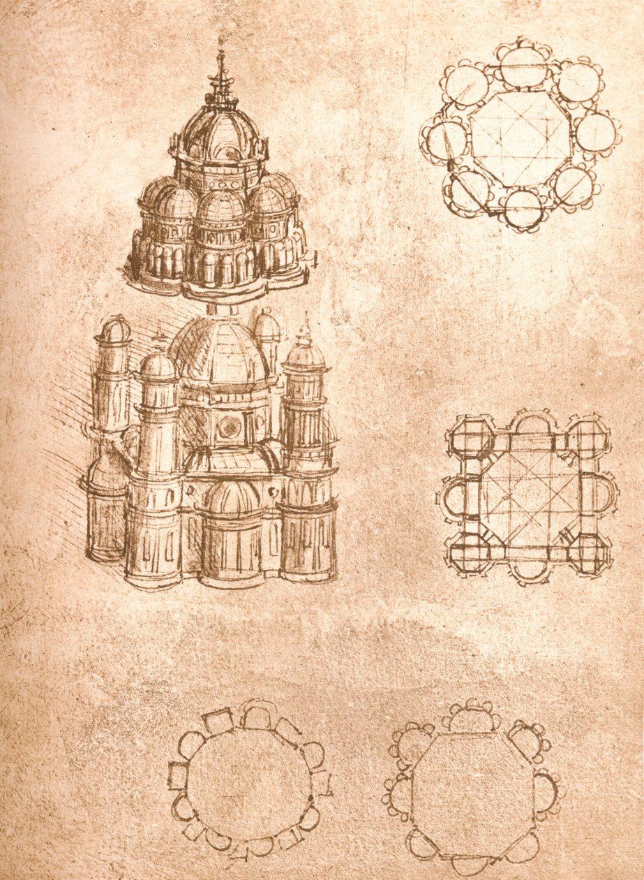 Zeichnung von Kirchen, ca. 1472-1519, 1883 von Leonardo da Vinci