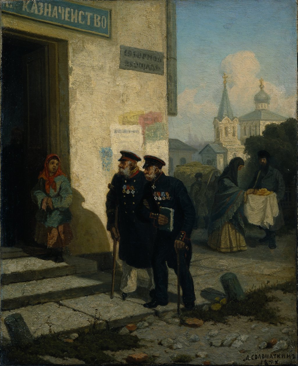 Der Pensionstag, 1878 von Leonid Ivanovich Solomatkin