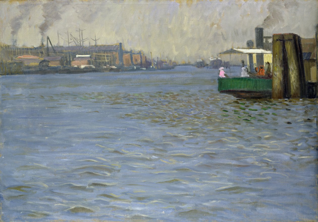 Sonntagsatmosphäre an der Elbe, St. Paul Landungsbrücke, 1901 von Leopold Karl Walter von Kalckreuth